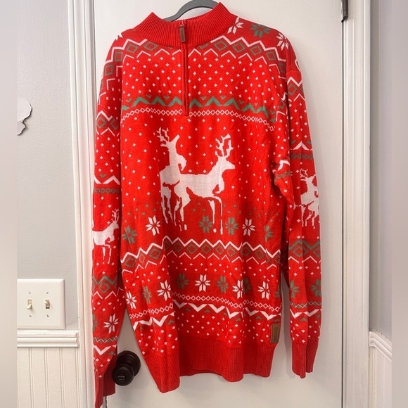 Tipsy Elves Men’s Christmas Reindeer Fair Isle Sweater Red 3XL - Picture 2 of 11